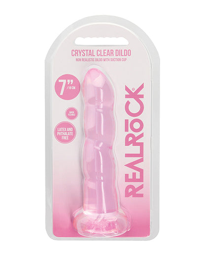 RealRock Shots RealRock Crystal Clear Non Realistic 7" Dildo - Pink - Image 5