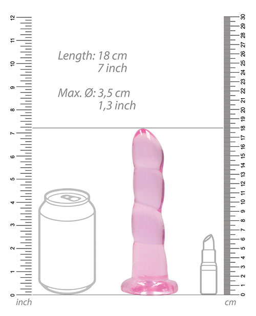 RealRock Shots RealRock Crystal Clear Non Realistic 7" Dildo - Pink - Image 4