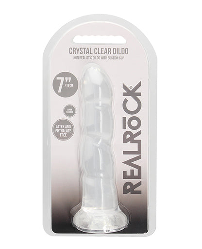 RealRock Shots RealRock Crystal Clear 7" Rippled Dildo - Transparent - Image 5