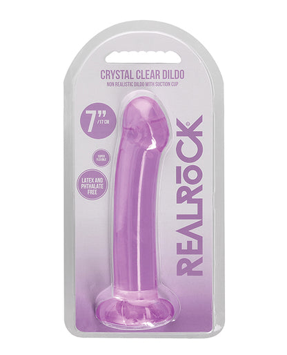 RealRock Shots RealRock Crystal Clear 7" Dildo - Purple