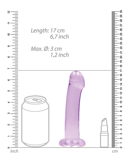 RealRock Shots RealRock Crystal Clear 7" Dildo - Purple - Image 5