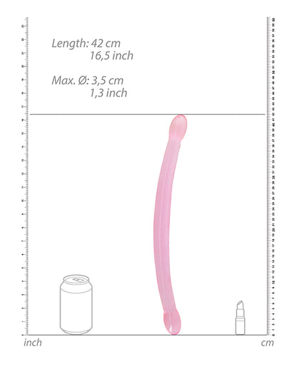 Shots RealRock Crystal Clear 17" Double Dildo - Pink