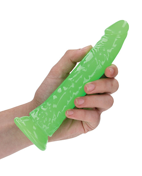 Shots RealRock 7" Slim  Dildo Glow in the Dark - Neon Green