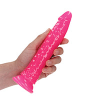 Shots RealRock 7" Slim Dildo Glow in the Dark - Neon Pink