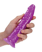 Shots RealRock 7" Slim Dildo Glow in the Dark - Neon Purple