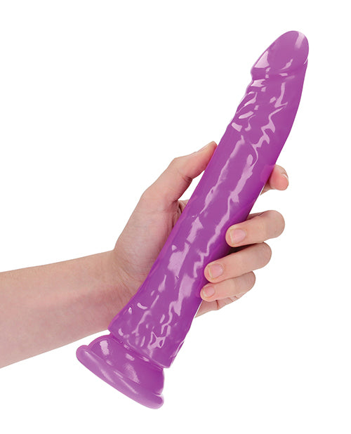 Shots RealRock 10" Slim Dildo Glow in the Dark - Neon Purple