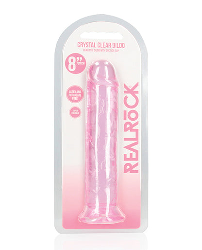 RealRock Shots RealRock Crystal Clear 8" Straight Dildo w/Suction Cup - Pink - Image 5