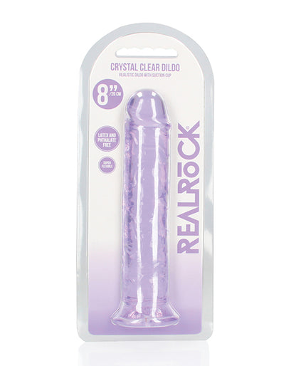 RealRock Shots RealRock Crystal Clear 8" Straight Dildo w/Suction Cup - Purple - Image 5