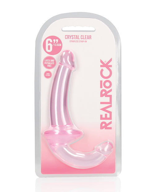 Shots RealRock Crystal Clear 6" Strapless Strap-On - Pink