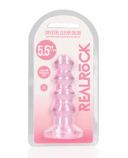 RealRock Shots RealRock Crystal Clear 5.5" Curvy Dildo/Butt Plug - Pink - Image 3