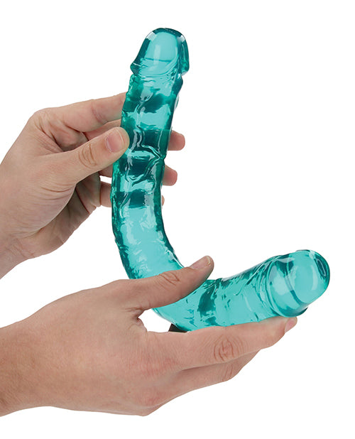 Shots RealRock Crystal Clear 13" Double Dildo - Turquoise