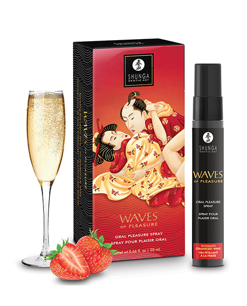 Shunga Waves of Pleasure Oral Pleasure Spray - .66 oz Sparkling Strawberry Wine