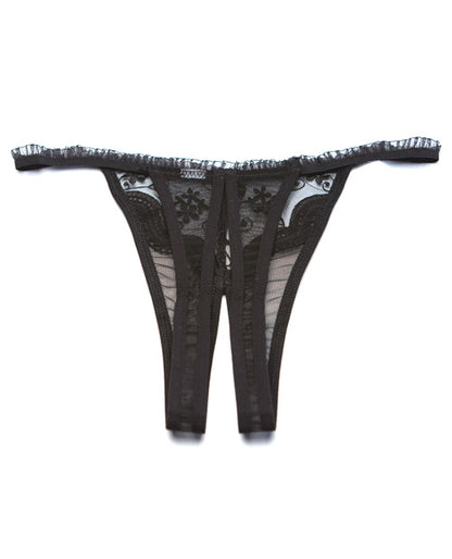Scalloped Embroidery Crotchless Panty Black O/S