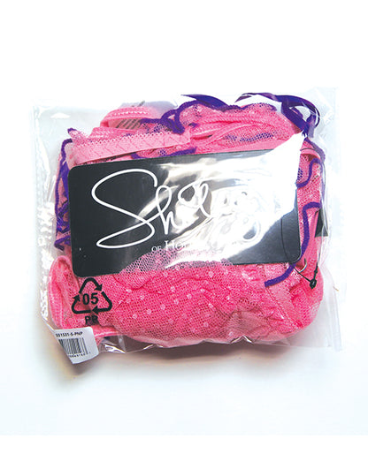 Sheer Dot Mesh Ruffled Peek-A-Boo Babydoll w/G-String - Pink LG