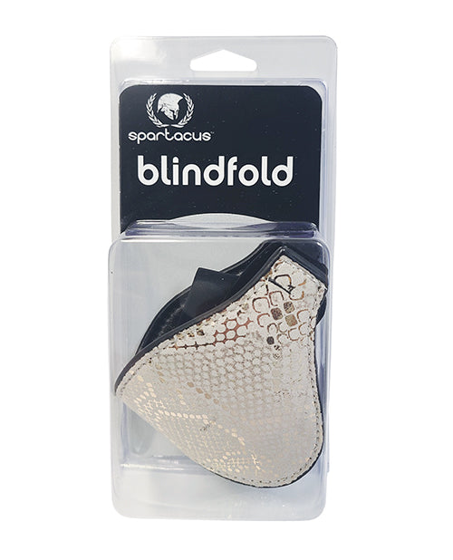 Spartacus Blindfold w/Leather - White Snakeskin Micro Fiber