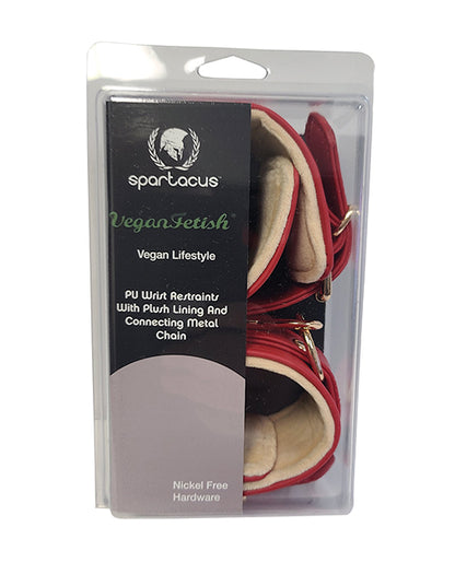 Spartacus PU Wrist Cuffs w/Plush Lining - Red