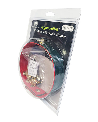Spartacus PU Collar w/Nipple Clamps - Green