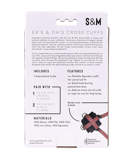 Sex & Mischief Ex's & Oh's Cross Cuffs - Red/Black