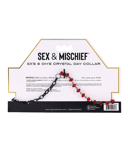 Sex & Mischief Ex's & Oh's Crystal Day Collar - Red/Black