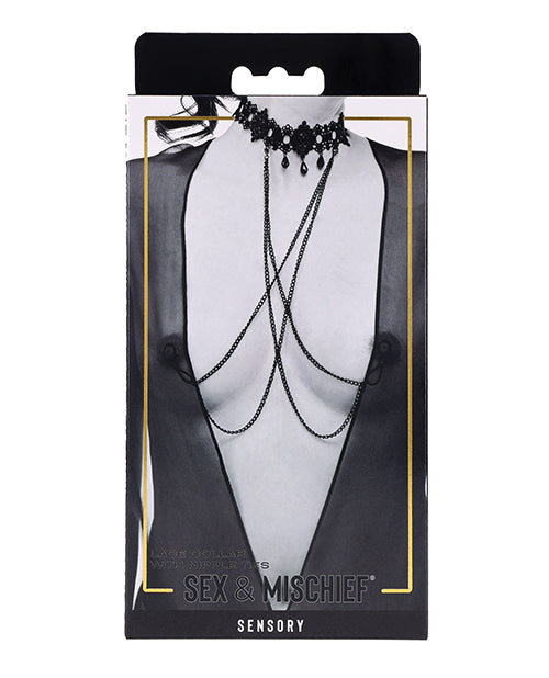 Sex & Mischief Lace Collar with Nipple Ties
