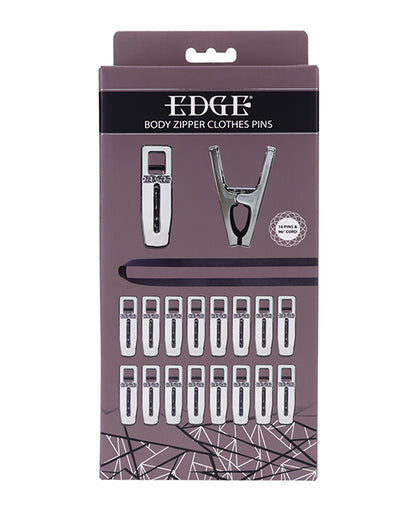 Edge Body Zipper Clothes Pins - Silver