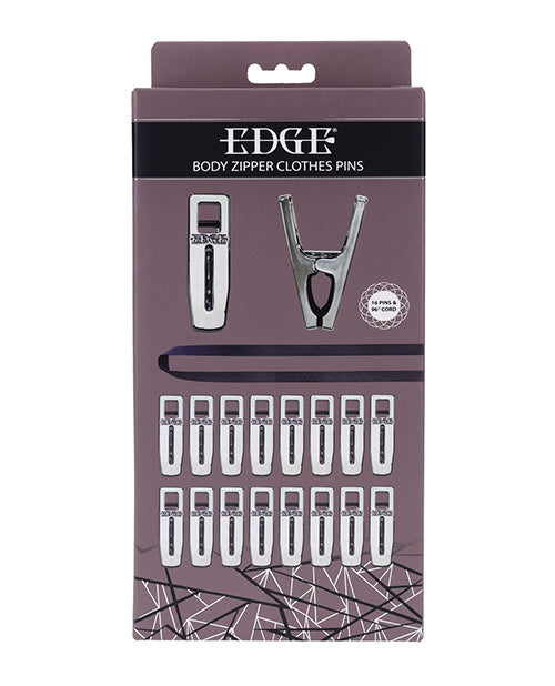 Edge Body Zipper Clothes Pins - Silver