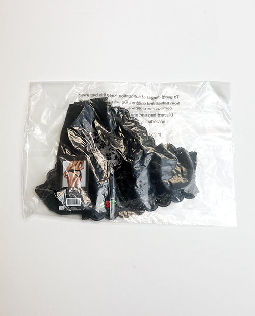 Lace Panty w/Heart Cut Out Back & Pearl Chain Detail - Black SM