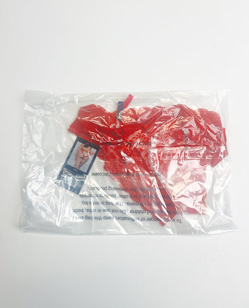 Lace Panty w/Heart Cut Out Back & Pearl Chain Detail - Red LG