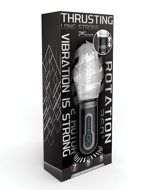 Thrusting, Rotating & Vibrating Oral Sex Masturbator - Black