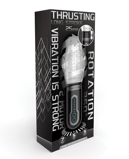 Thrusting, Rotating & Vibrating Oral Sex Masturbator - Black