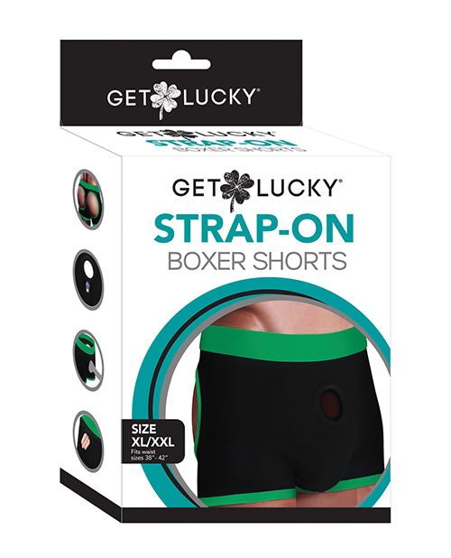 Get Lucky Strap On Boxers - XL-XXL Black/Green