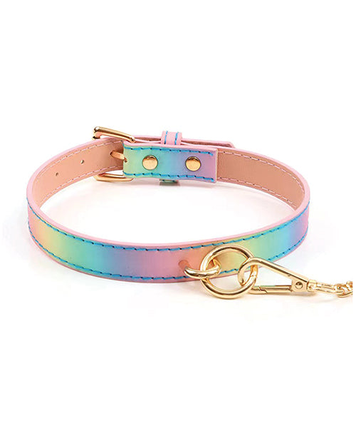 Hello Sexy! Hot Bitch Collar & Leash - Iridescent Rainbow