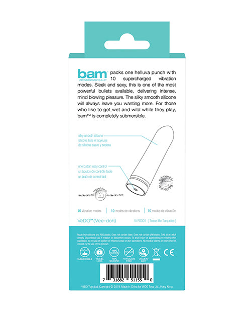 VeDO VeDO Bam Rechargeable Bullet - Tease Me Turquoise - Image 3