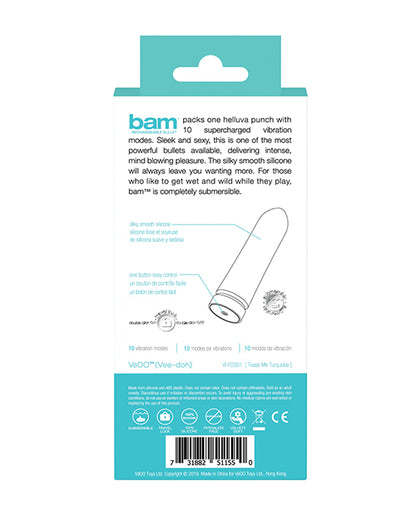 VeDO VeDO Bam Rechargeable Bullet - Tease Me Turquoise - Image 3