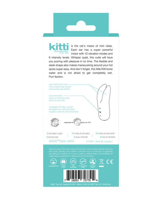 VeDO Kitti Rechargeable Dual Vibe - Tease Me Turquoise