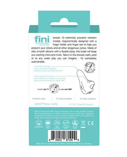 VeDO Fini Rechargeable Bullet Vibe - Turquoise