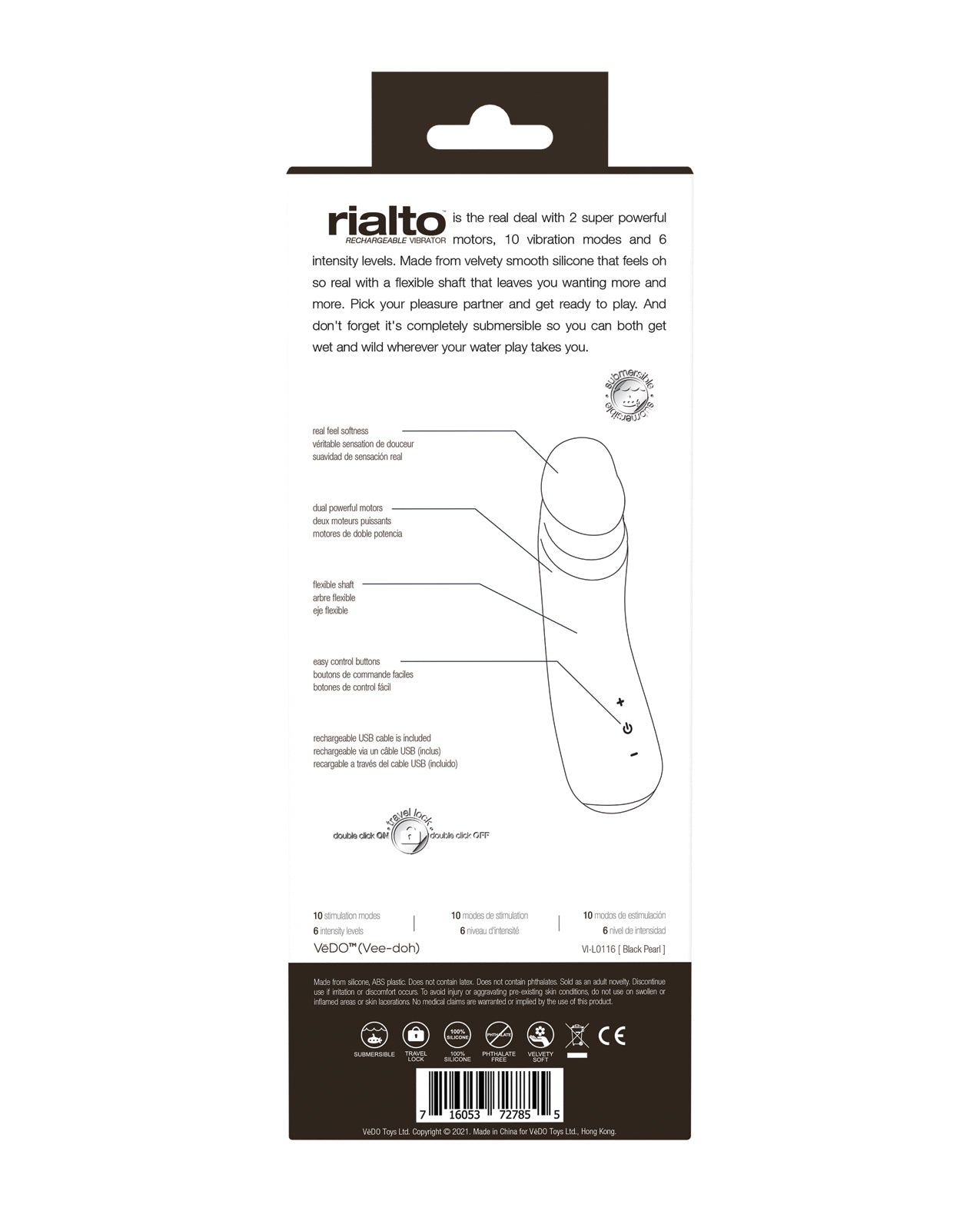 VeDO Rialto Rechargeable Vibe - Black Pearl