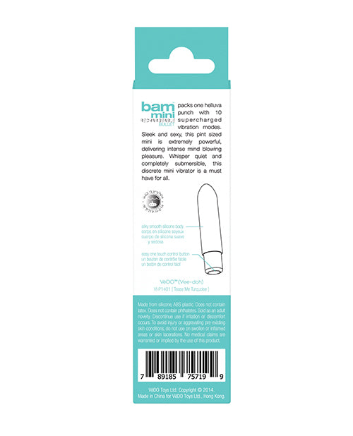 VeDO VeDO Bam Mini Rechargeable Bullet Vibe - Turquoise - Image 3