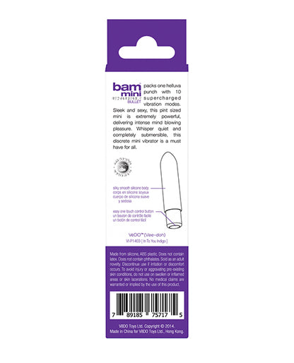 VeDO Bam Mini Rechargeable Bullet Vibe - Into You Indigo