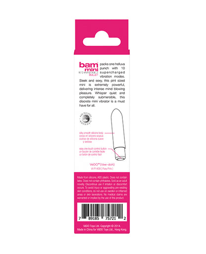 VeDO VeDO Bam Mini Rechargeable Bullet Vibe - Foxy Pink - Image 3