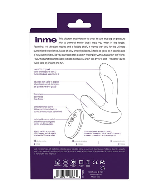 VeDO Inme Rechargeable Dual Vibe w/Remote Control - Purple