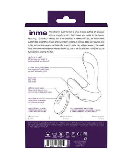 VeDO Inme Rechargeable Dual Vibe w/Remote Control - Purple