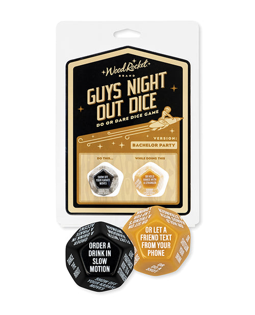 Wood Rocket Guys Night Out Do or Dare Dice Game - Black