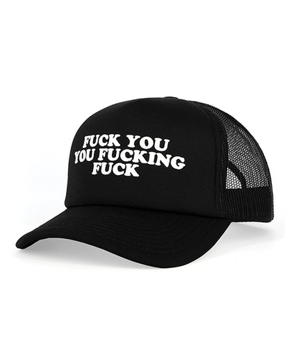 Wood Rocket Fuck You You Fucking Fuck Trucker Hat - Black