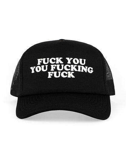 Wood Rocket Fuck You You Fucking Fuck Trucker Hat - Black