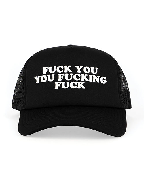 Wood Rocket Fuck You You Fucking Fuck Trucker Hat - Black