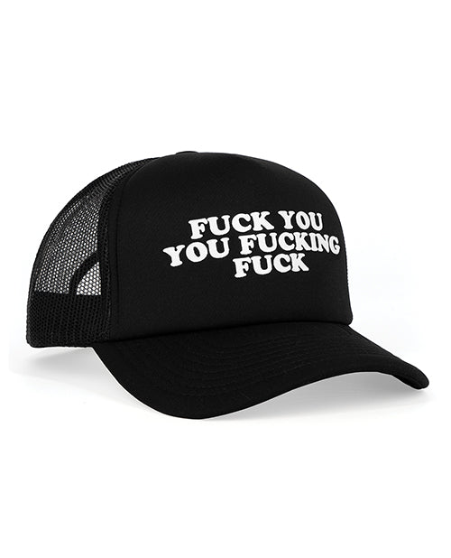 Wood Rocket Fuck You You Fucking Fuck Trucker Hat - Black