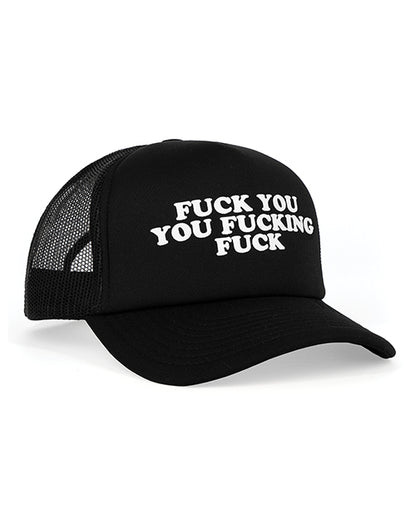 Wood Rocket Fuck You You Fucking Fuck Trucker Hat - Black