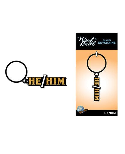 Wood Rocket Wood Rocket He/Him Keychain - Black/Gold