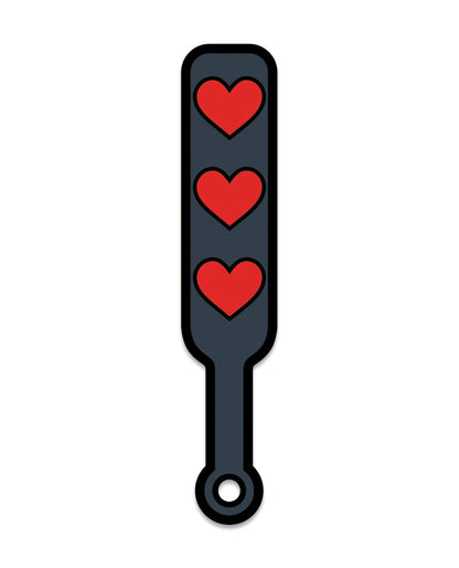Wood Rocket Sex Toy Hearts Paddle Pin - Black/Red